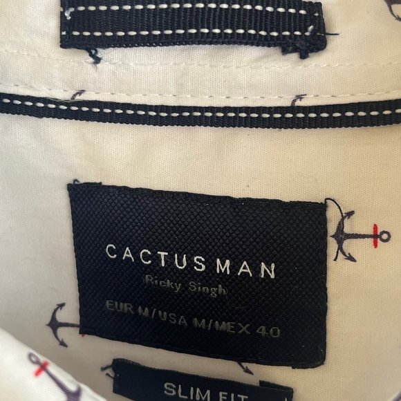 Cactus Man Anchor‎ Print Button Down Shirt Mens Size M Slim Fit RWB Ricky Singh - Picture 4 of 6